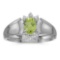 Certified 10k White Gold Oval Peridot And Diamond Ring 0.41 CTW