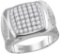 10kt White Gold Mens Round Diamond Square Cluster Ring 2.00 Cttw