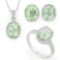 6 2/5 CARAT GREEN AMETHYST & DIAMOND 925 STERLING SILVER SET