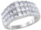 14kt White Gold Womens Staggered Princess Diamond Arched Cocktail Ring 2.00 Cttw