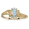 Certified 10k Yellow Gold Oval Aquamarine And Diamond Satin Finish Ring 0.15 CTW