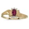 Certified 10k Yellow Gold Oval Rhodolite Garnet And Diamond Satin Finish Ring 0.24 CTW