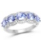 1.78 Carat Genuine Tanzanite and White Topaz .925 Sterling Silver Ring