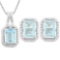 3 1/2 CARAT BABY SWISS BLUE TOPAZ & DIAMOND 925 STERLING SILVER SET