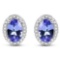 0.97 Carat Genuine Tanzanite and White Diamond 14K White Gold Earrings