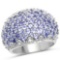 3.01 Carat Genuine Tanzanite and White Diamond .925 Sterling Silver Ring