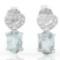 3/4 CARAT AQUAMARINE & DIAMOND 925 STERLING SILVER EARRINGS