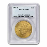 1907-S $20 Liberty Gold Double Eagle MS-63 PCGS