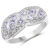 0.53 Carat Genuine Tanzanite .925 Sterling Silver Ring