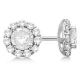 1.50ct. Halo Diamond Stud Earrings 14kt White Gold (H, SI1-SI2)