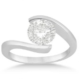 1.25 ctw Tension Set Swirl Solitaire Engagement Ring Platinum