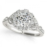 CERTIFIED PLATINUM 1.13 CT G-H/VS-SI1 DIAMOND HALO ENGAGEMENT RING