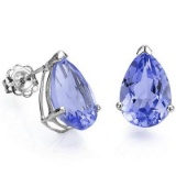 0.73 CARAT TW (2 PCS) GENUINE TANZANITE PLATINUM OVER 0.925 STERLING SILVER EARRINGS