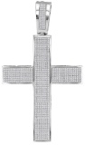 10kt White Gold Mens Round Diamond Roman Cross Religious Charm Pendant 1-3/4 Cttw