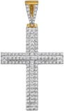 10kt Yellow Gold Mens Round Diamond Cross Religious Charm Pendant 1/3 Cttw