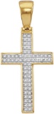 10kt Yellow Gold Mens Round Diamond Small Cross Religious Charm Pendant 1/6 Cttw