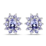 1.58 Carat Genuine Tanzanite .925 Sterling Silver Earrings