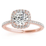 Square Halo Diamond Engagement Ring Setting in 14k Rose Gold 0.90ct