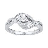 10kt White Gold Womens Round Diamond Solitaire Bridal Wedding Engagement Ring 1/5 Cttw