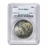 1923-S Peace Dollar MS-64 PCGS