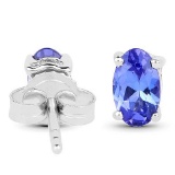 0.48 Carat Genuine Tanzanite 14K White Gold Earrings