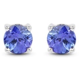 0.57 Carat Genuine Tanzanite 14K White Gold Earrings