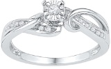 10kt White Gold Womens Round Diamond Solitaire Bridal Wedding Engagement Ring 1/8 Cttw