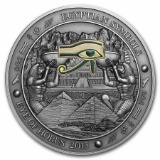 2015 Palau 3 oz Silver Gilded Egyptian Symbols (Eye of Horus)