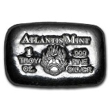 1 oz Silver Bar - Atlantis Mint (Skull & Flames)