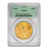 1920 $20 Saint-Gaudens Gold Double Eagle MS-64 PCGS