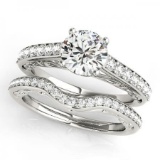 CERTIFIED 18KT WHITE GOLD 1.42 CT G-H/VS-SI1 DIAMOND BRIDAL SET