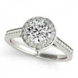 CERTIFIED PLATINUM 1.18 CT G-H/VS-SI1 DIAMOND HALO ENGAGEMENT RING