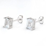 1 1/4 CARAT AQUAMARINE 925 STERLING SILVER EARRINGS