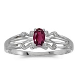 Certified 14k White Gold Oval Rhodolite Garnet Ring 0.23 CTW