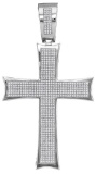 10kt White Gold Mens Round Diamond Flared Pattee Cross Charm Pendant 1-1/2 Cttw