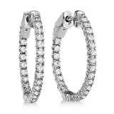 Prong-Set Diamond Hoop Earrings in 14k White Gold (1.00ct)