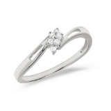 Certified 14K White Gold Diamond Cluster Ring 0.06 CTW