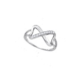 Sterling Silver Womens Round Diamond Infinity Fashion Band Ring 1/10 Cttw