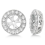 Vintage Round Cut Diamond Earring Jackets 14k White Gold (0.30ct)