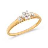 Certified 14K Yellow Gold Diamond Cluster Ring 0.09 CTW