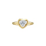 14kt Yellow Gold Womens Round Diamond Simple Heart Cluster Ring 1/20 Cttw