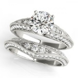 CERTIFIED 18KT WHITE GOLD 1.40 CT G-H/VS-SI1 DIAMOND BRIDAL SET