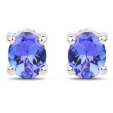 0.70 Carat Genuine Tanzanite 14K White Gold Earrings