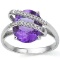 3.25 CT AMETHYST & 2 PCS WHITE DIAMOND PLATINUM OVER 0.925 STERLING SILVER RING