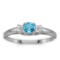 Certified 14k White Gold Round Blue Topaz And Diamond Ring 0.27 CTW