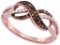 14kt Rose Gold Womens Round Cognac-brown Colored Diamond Infinity Ring 1/3 Cttw