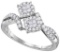 14kt White Gold Womens Princess Round Diamond Soleil Cluster Bypass Bridal Wedding Engagement Ring 1