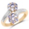 14K Yellow Gold Plated 1.04 Carat Genuine Tanzanite .925 Sterling Silver Ring