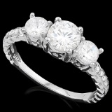 2 1/5 CARAT (21 PCS) FLAWLESS CREATED DIAMOND 925 STERLING SILVER HALO RING