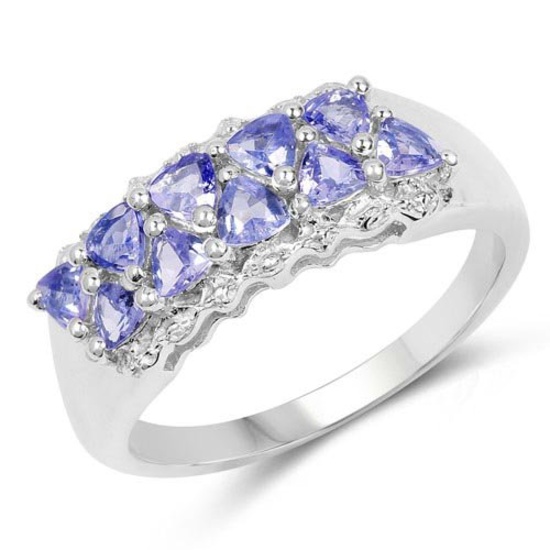 1.00 Carat Genuine Tanzanite .925 Sterling Silver Ring